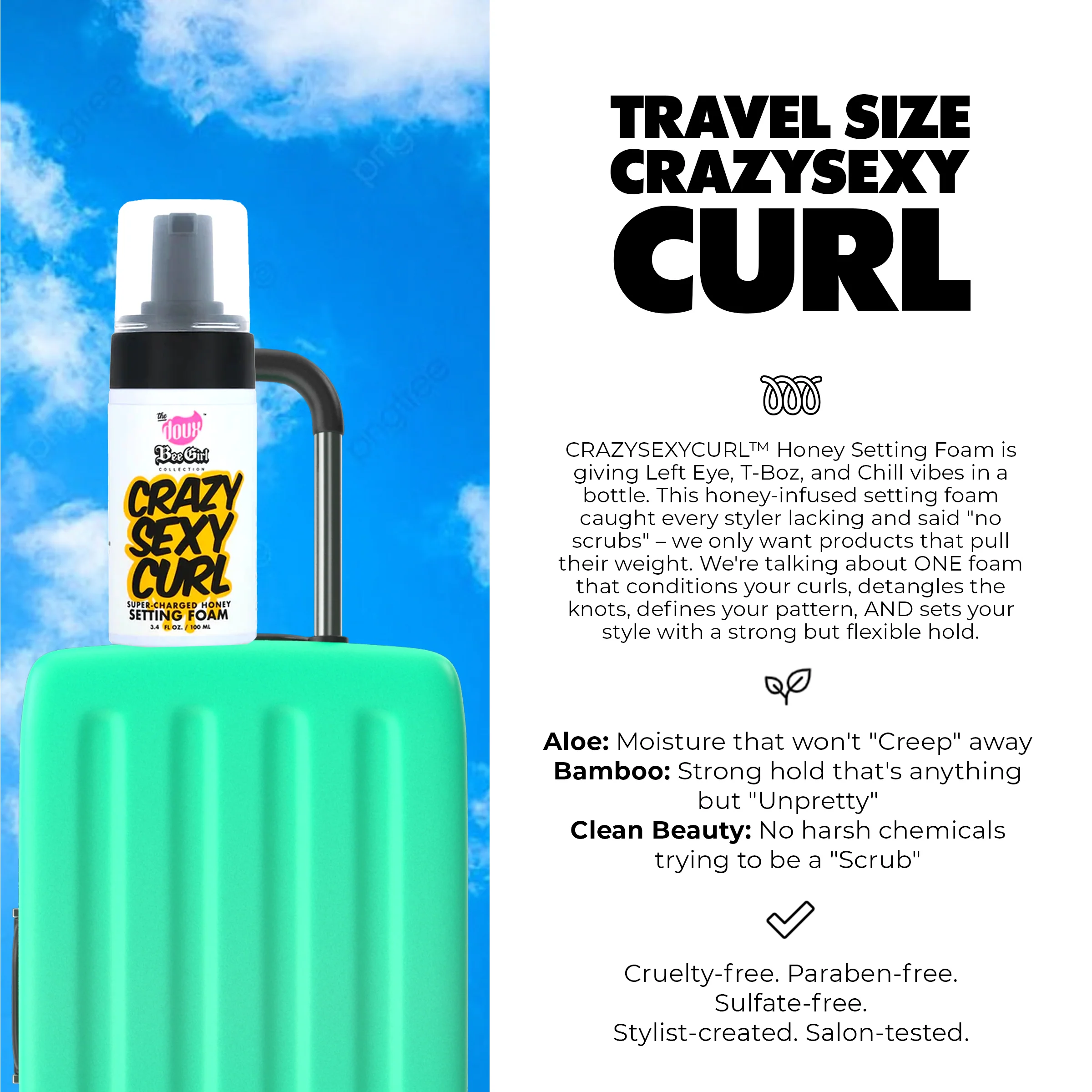 CRAZYSEXYCURL™ Honey Setting Foam - Travel Size 3.4oz - Image 3